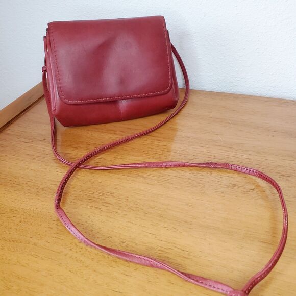 VTG Margolin Red Leather Mini Cross Body Purse Wallet Hand Bag Biker Western - Picture 1 of 10